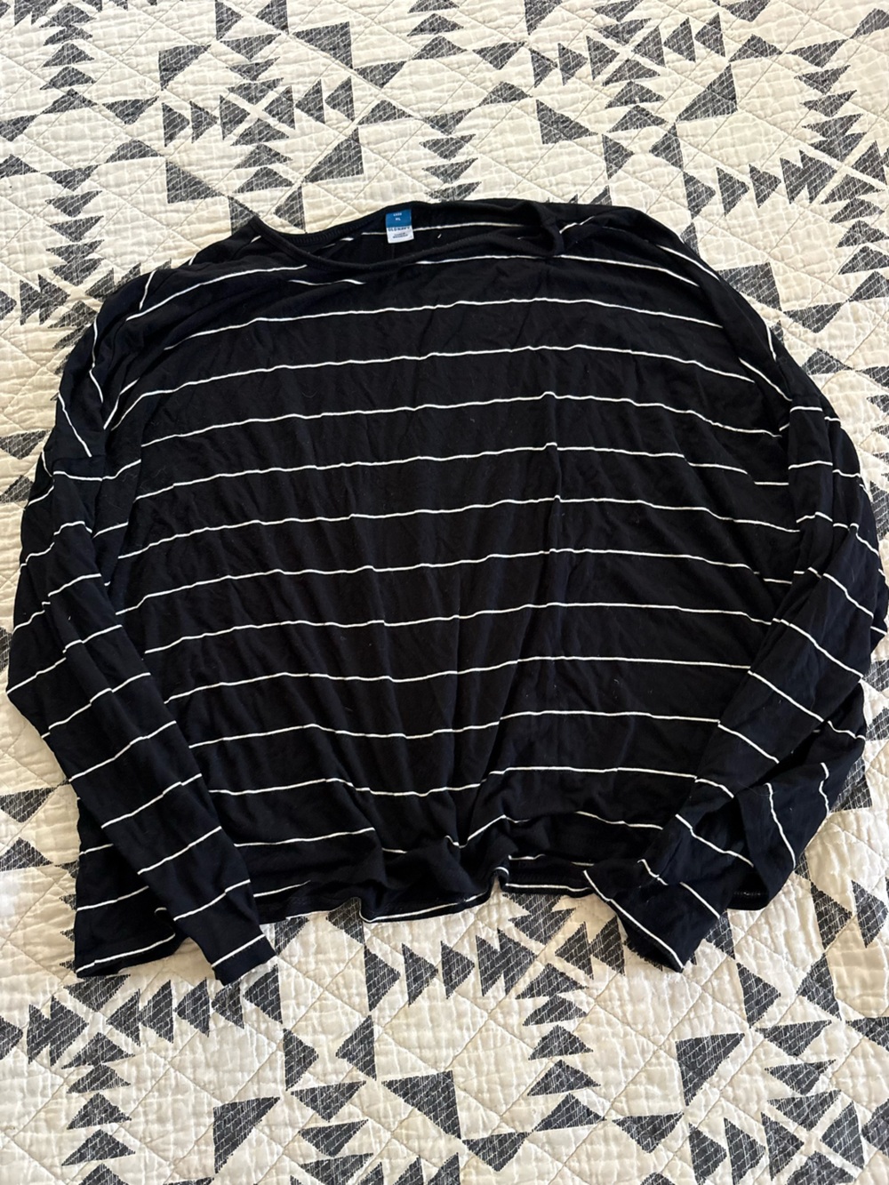 Old Navy Luxe Black Top with White Stripes - Size XL